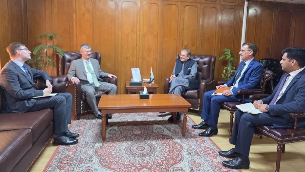 Pakistan’s Special Representative for Afghanistan Mohammad Sadiq meets Russian Ambassador Albert P. Khorev in Islamabad on Feb. 17, 2026, to discuss regional security, cross-border terrorism and threats from groups based in Afghanistan. (Photo: X/@Ambassa